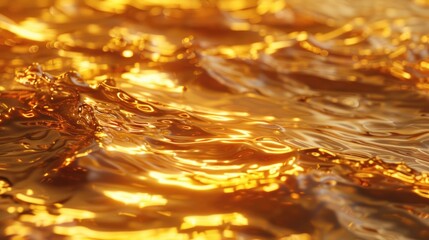 Molten Gold Surface Reflections Capturing Light and Movement