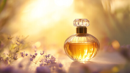 Elegant Luxury Perfume Bottle in Soft Golden Glow