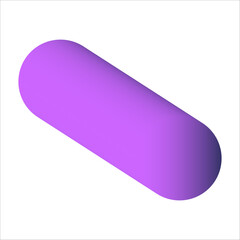 Abstract purple capsule shape with smooth 3D gradient texture, perfect for modern design, minimalistic artwork, digital art, and creative projects exploring dynamic forms and vibrant color schemes.