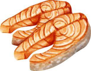 watercolor salmon steak