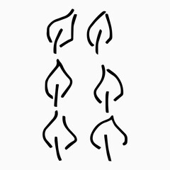 Palm tropical leaf set, hand drawn sketch. Exotic forest tree icon. Realistic vector illustration isolated on white background. Black ink line handdrawn art. For temporary tattoo, t shirt print