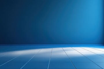 A modern room interior with a textured tiled floor and wall