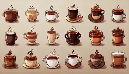 いろいろなコーヒーカップのイラスト