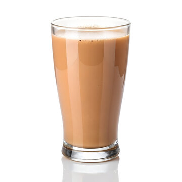 Delicious Latte Tea in a Glass, Ready to Drink, Isolated on Transparent Background