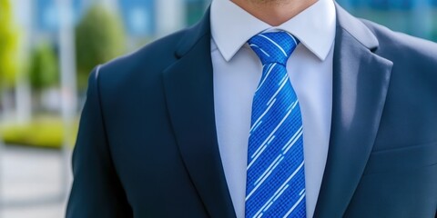 Close-up of businessman with tie and shirt detail