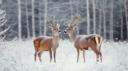 Obraz premium Majestic deer pair in natural setting