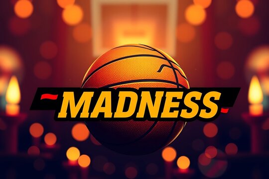 March Madness retro pop art banner. Annual Basketball Tournament. Sport ball. Vector template for logo design, poster, sticker, flyer, etc.
