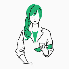 Woman doctor portrait. Female physician with stethoscope. General practitioner in medical uniform, coat. Smiling therapist, GP with hands crossed. Flat vector minimalistic illustration