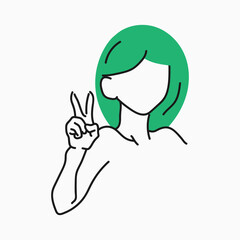 Vector image of a young woman who thinks about a question. A person who doubts his choice. Flat illustration.