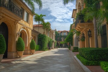 Obraz premium Worth Ave Palm Beach Florida USA. Downtown City Skyline View