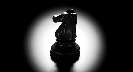 Chess Knight in Spotlight - Strategy and intellect - Suitable for game promotions.