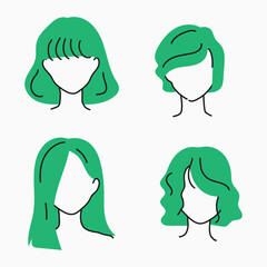 Flat style character vector illustration of women with different hair style. Vector editable illustration. EPS 10