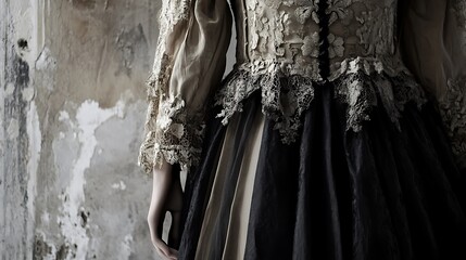Neo-Classical-Inspired Dress with Vintage Elements - Elegant Fusion of Timeless Style