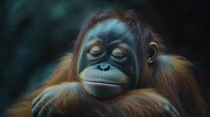 Obraz premium Sleepy Orangutan Zoo Resting