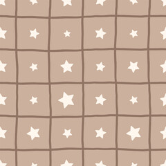 Seamless vector pattern featuring stars in a dreamy night sky theme, vector illustration perfect for nursery wallpapers, children s clothing, and cozy baby textiles