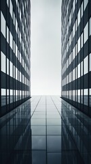 Close up city street architecture building headquarters.