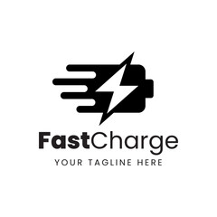 Fast charging battery, Electric charge icon, Isolated on black background, Vector illustration