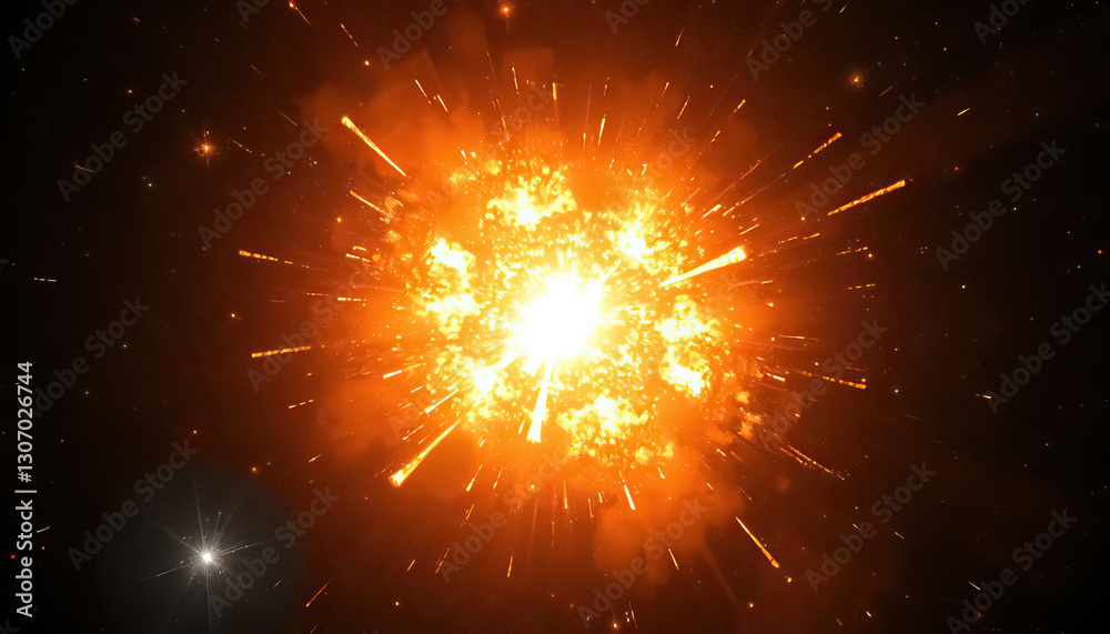 Poster spectacular celestial explosion illuminating darkness of space with dazzling burst of light and ener