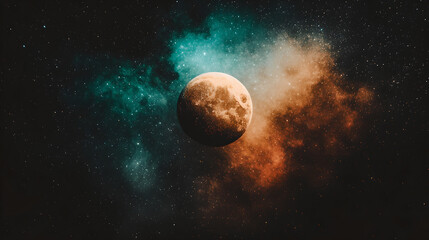 Celestial Moonlit Nebula with Sparkling Stars