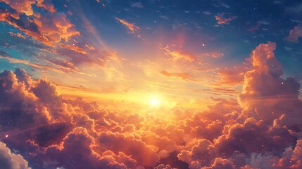 Fototapeta premium Moving sun and clouds on blue sky time-lapse