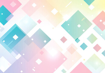 Abstract background with geometric shapes and pastel colors, white space in the center of the composition, white background, clip art style, isolated on a white background, colorful