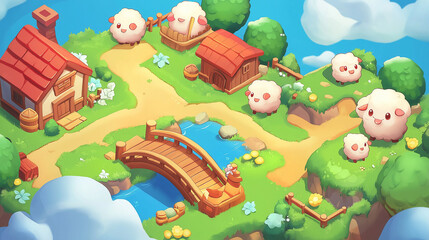 Obraz premium easter card with bunny and eggs, game interface