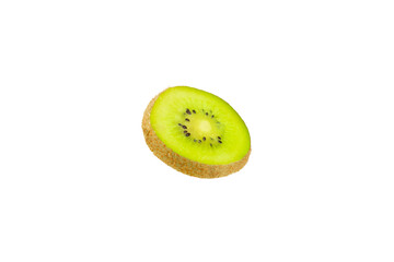 Kiwi isolated on white background. Whole fruit and slices pieces of kiwi on white background. fresh...