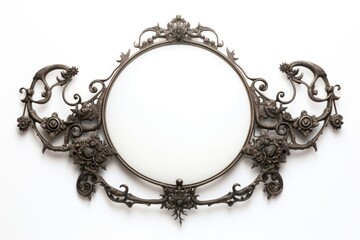 Iron moon frame mirror photo white background.