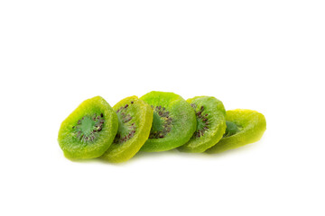 Kiwi dried fruit isolated on white background. kiwi candied fruit. Healthy food. Ingredient for...