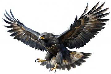 Obraz premium Eagle Landing with Wings Spread on White Background