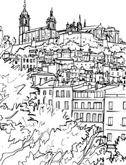 architecture, sketch, building, coloring page, drawing, church, vector, city, house, illustration, old, art, paris, town, design, europe, tower, castle, travel, home, cathedral, vintage, construction,