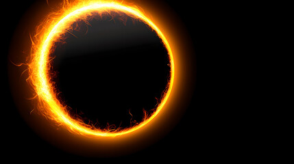 Naklejka premium Fiery Ring of Light on a Black Background