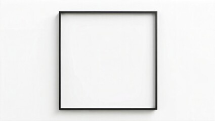 Mockup Blank black frame on light gray background. 3D Render. Ideal for art mockups or photo displays. Minimalist design.  PNG illustration