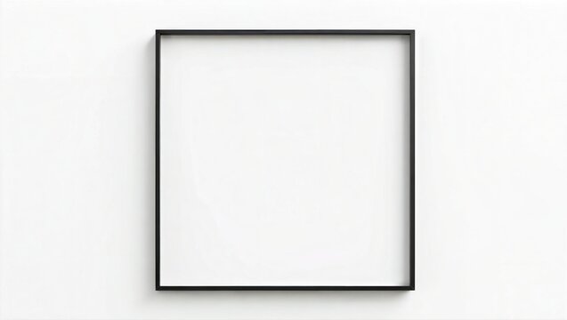 Mockup Blank black frame on light gray background. 3D Render. Ideal for art mockups or photo displays. Minimalist design.  PNG illustration