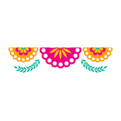 Mexican decorative floral border. Cinco de mayo and day of the dead decoration border. icon illustration © jennylipmic