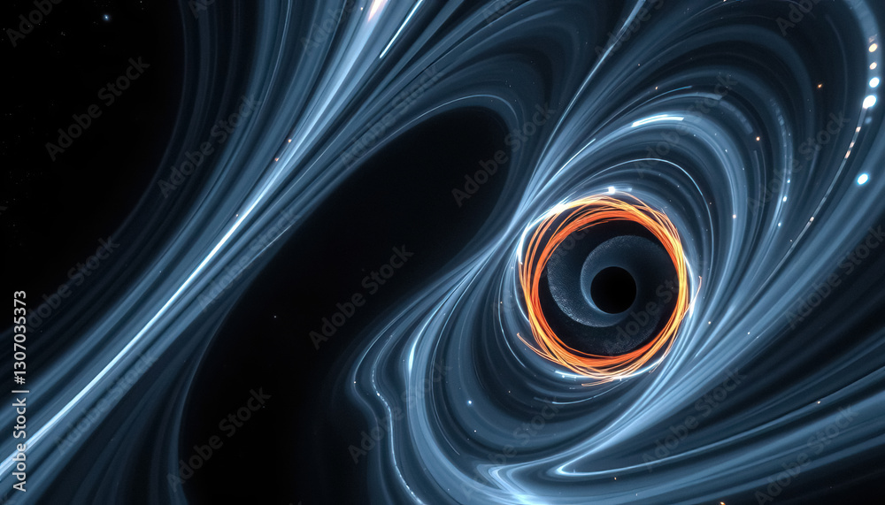 Poster cosmic swirl captivating vortex of light dances around central black hole in vast expanse of space