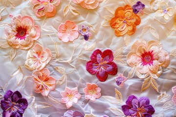 Embroidered vintage Satin pattern embroidery applique graphics.