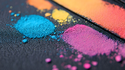 Close-up of textured rubber mat with colorful chalk dust