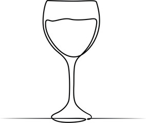 Wine glass elegance continuous line art drawing. 