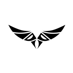 wing silhouette logo illustration. wing ornament logo. wings logo design in flat style.