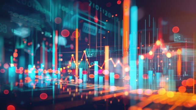 Vibrant Data Analytics Visualization Featuring Histograms and Graphs