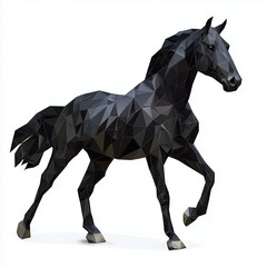 Obraz premium The black stallion in low-poly style