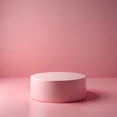 3D-Rendered Pastel Pink Cylindrical Platform for Minimalist Displays
