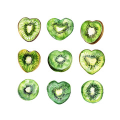 kiwi - heart, kiwi in the shape of a heart