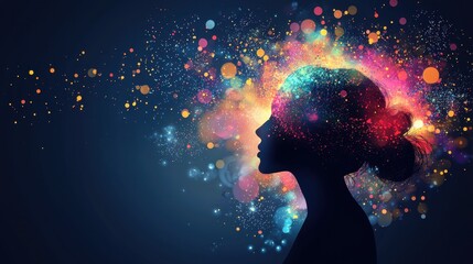 Silhouette of a Woman with Colorful Creative Thinking Concept