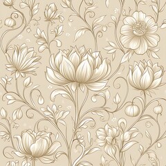 Beautiful floral line art showcasing intricate drawings in a pattern