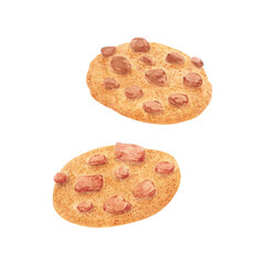 Hand drawn watercolor chocolate cookies. Illustration of food isolated on white background. Can be used for postcard, label, scrapbook and other printed products.