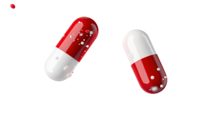 red and white capsules isolated on white background