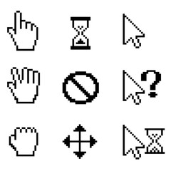  Vector Pixel Mouse cursors over white
