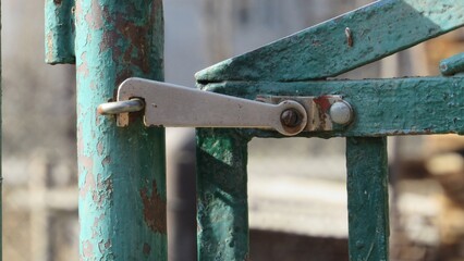 metal lock on the gate. lock on the fence